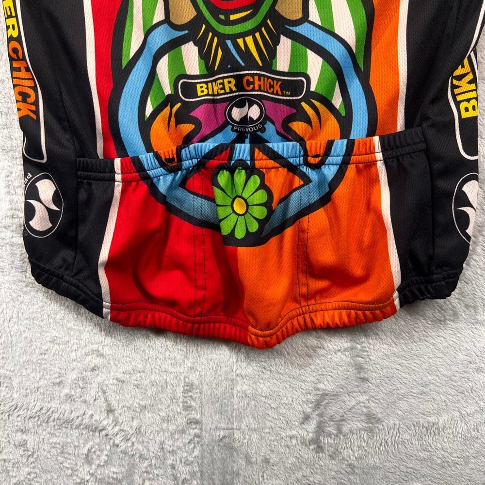 World Jerseys Hippy Chick Biker Chick Cycling Jersey Owl Peace Multi Color L - Picture 8 of 8